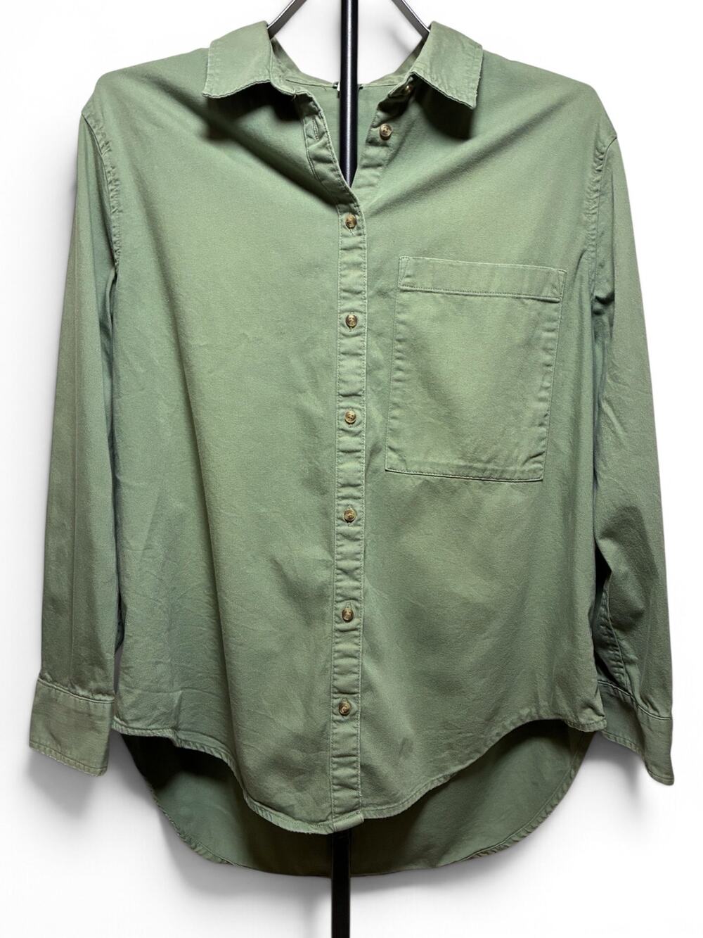 Aerie American Eagle Olive Green Button Down Shirt Cotton Boyfriend Utility